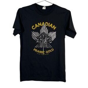 Canada Leaf Graphic Black T-Shirt Prairie Gold Wheat Small Maple Leaf Top